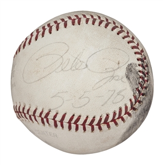 1978 Pete Rose Game Used and Signed/Inscribed ONL Feeney Baseball From 5/5/78 Game (3,000th Career Hit Game) (Reds COA & PSA/DNA)